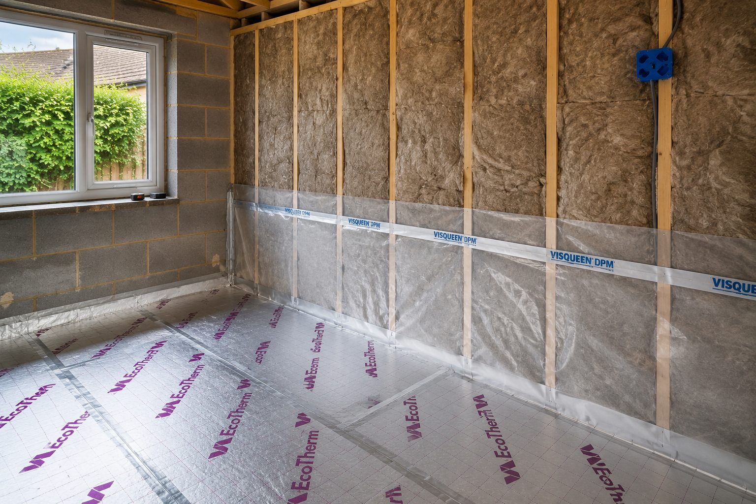 Insulation and damp proofing in an Oakham garage conversion
