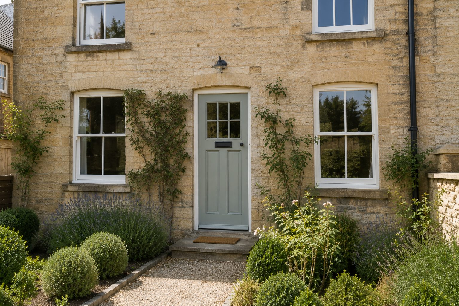 Exposed entrance before a porch was added
